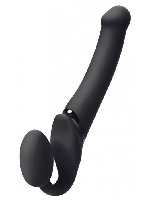 Черный безремневой вибрострапон Silicone Bendable Strap-On M - Strap-on-me - купить с доставкой в Ноябрьске