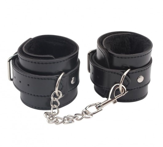 Черные оковы на ноги Obey Me Leather Ankle Cuffs - Chisa - купить с доставкой в Ноябрьске