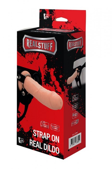 Черные трусики с телесной насадкой STRAP ON REAL DILDO - 21 см. - Dream Toys - купить с доставкой в Ноябрьске