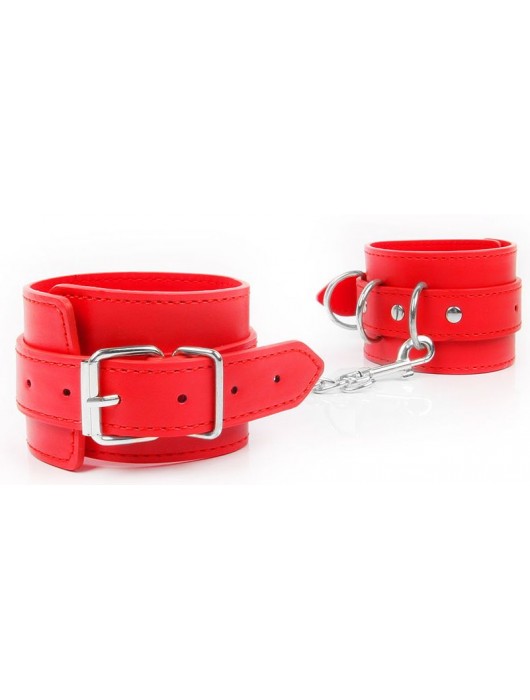 Красные оковы на регулируемых пряжках с карабином - Notabu - купить с доставкой в Ноябрьске