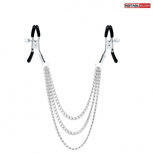 Оригинальные зажимы на соски с тройной цепочкой - Notabu - купить с доставкой в Ноябрьске