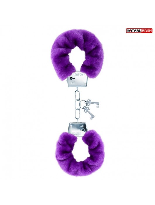 Металлические наручники с мягкой фиолетовой опушкой - Notabu - купить с доставкой в Ноябрьске