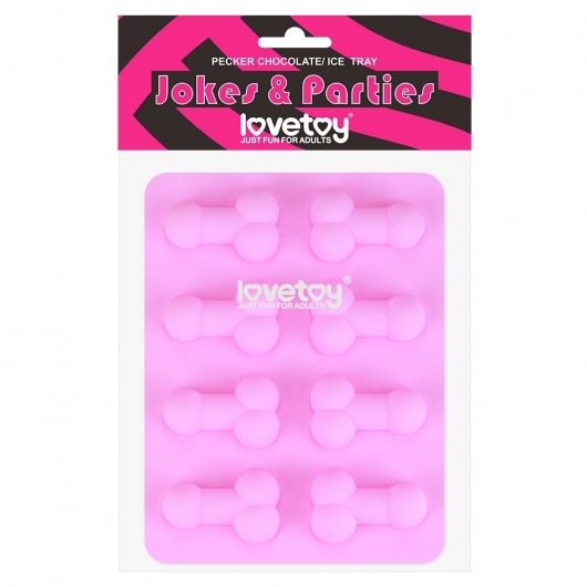 Розовая формочка для льда и шоколада Pecker Chocolate/Ice Tray - Lovetoy - купить с доставкой в Ноябрьске