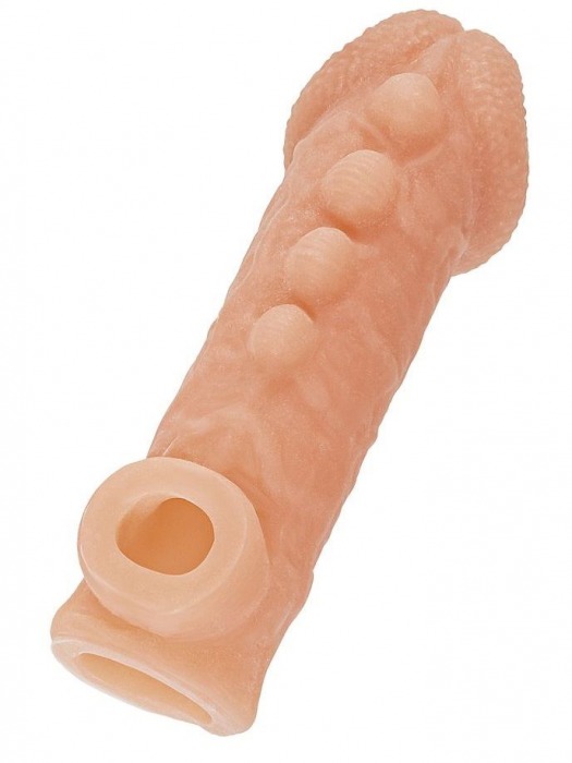 Телесная закрытая насадка с шишечками Cock Sleeve Size S - 13,8 см. - KOKOS - в Ноябрьске купить с доставкой