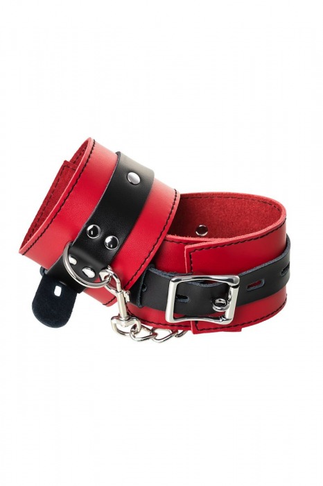 Красно-черные оковы на ноги из кожи - ToyFa - купить с доставкой в Ноябрьске