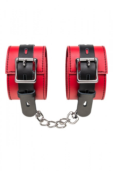 Красно-черные оковы на ноги из кожи - ToyFa - купить с доставкой в Ноябрьске