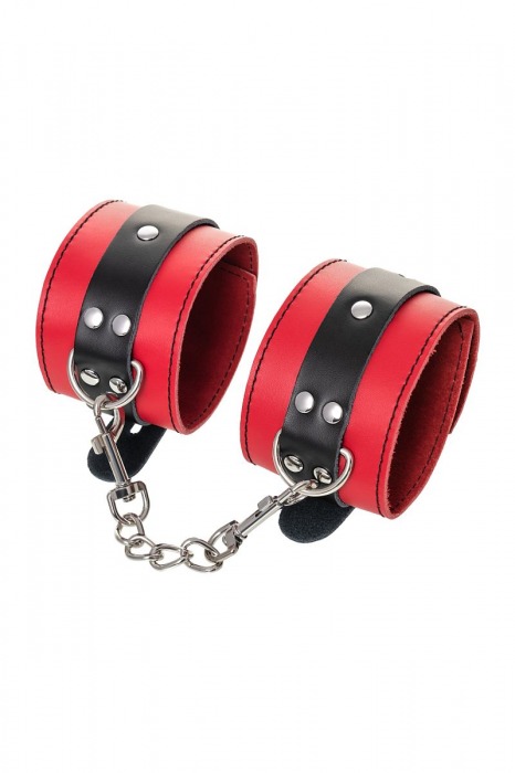 Красно-черные оковы на ноги из кожи - ToyFa - купить с доставкой в Ноябрьске