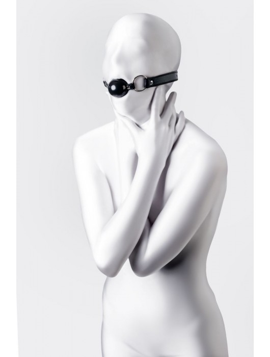 Черный кляп-шар на кожаных ремешках Anonymo - ToyFa - купить с доставкой в Ноябрьске