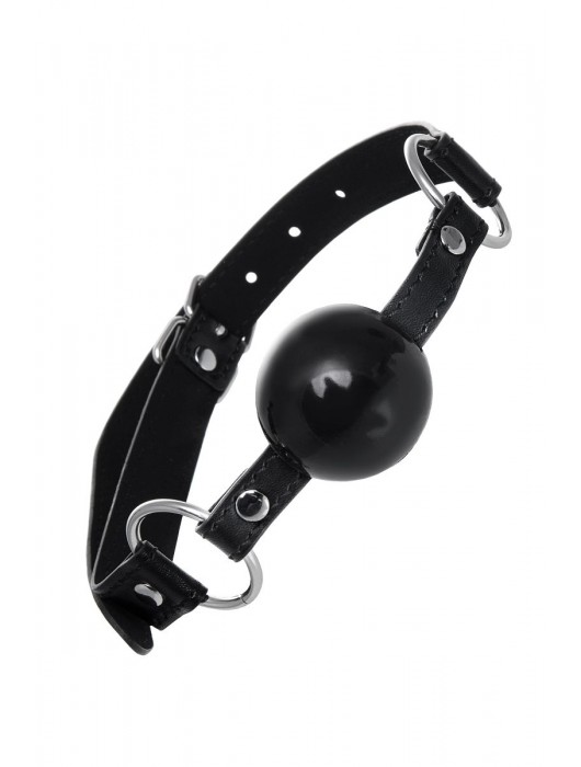Черный кляп-шар на кожаных ремешках Anonymo - ToyFa - купить с доставкой в Ноябрьске