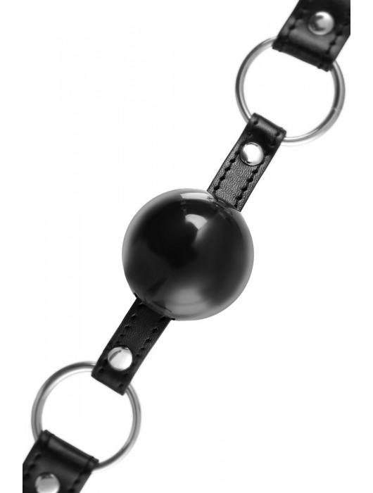 Черный кляп-шар на кожаных ремешках Anonymo - ToyFa - купить с доставкой в Ноябрьске
