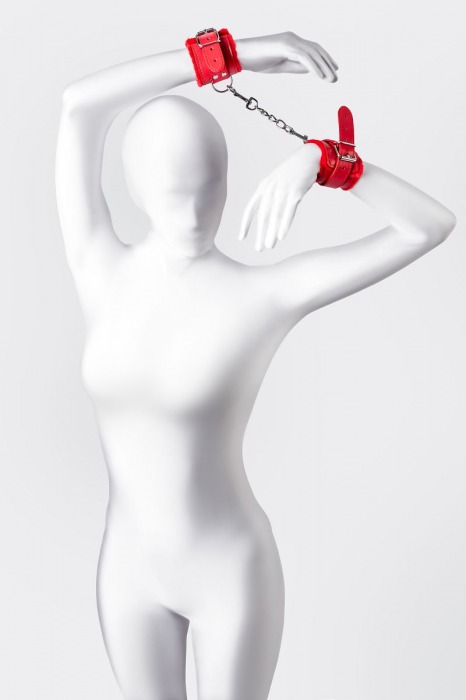 Красные наручники Anonymo из искусственной кожи - ToyFa - купить с доставкой в Ноябрьске