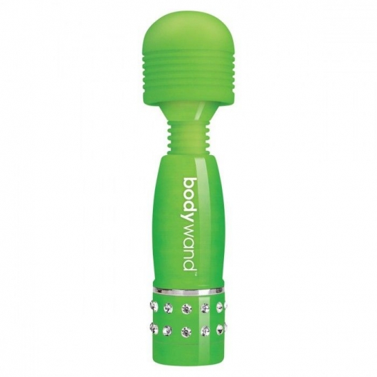 Светящийся в темноте жезловый мини-вибратор с кристаллами Mini Massager Glow In The Dark - Bodywand