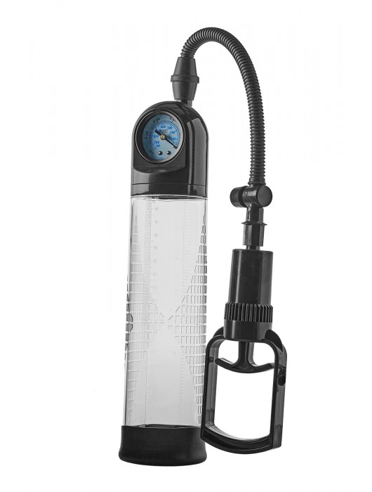 Прозрачная вакуумная помпа с манометром Deluxe Penis Pump - Dream Toys - в Ноябрьске купить с доставкой