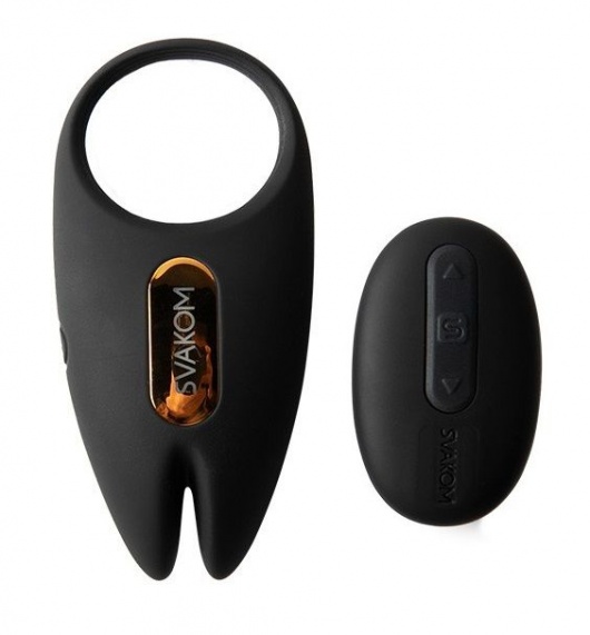 Черное эрекционное кольцо с вибрацией и пультом ДУ Winni 2 - Svakom - в Ноябрьске купить с доставкой