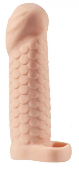 Телесная рельефная насадка-удлинитель KLEON с подхватом - 15 см. - Sitabella - в Ноябрьске купить с доставкой