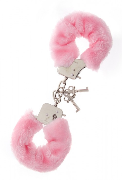 Металлические наручники с розовой меховой опушкой METAL HANDCUFF WITH PLUSH PINK - Dream Toys - купить с доставкой в Ноябрьске