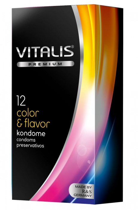 Цветные ароматизированные презервативы VITALIS PREMIUM color   flavor - 12 шт. - Vitalis - купить с доставкой в Ноябрьске