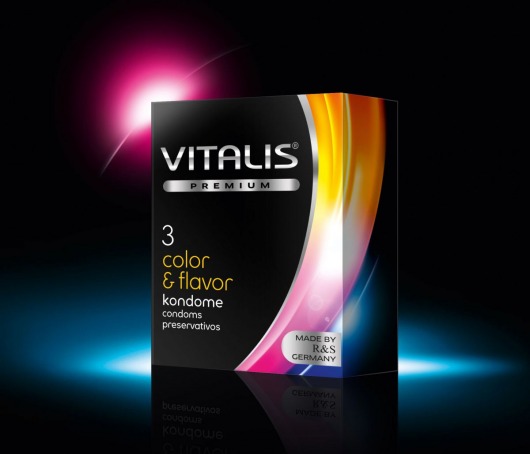 Цветные ароматизированные презервативы VITALIS PREMIUM color   flavor - 3 шт. - Vitalis - купить с доставкой в Ноябрьске