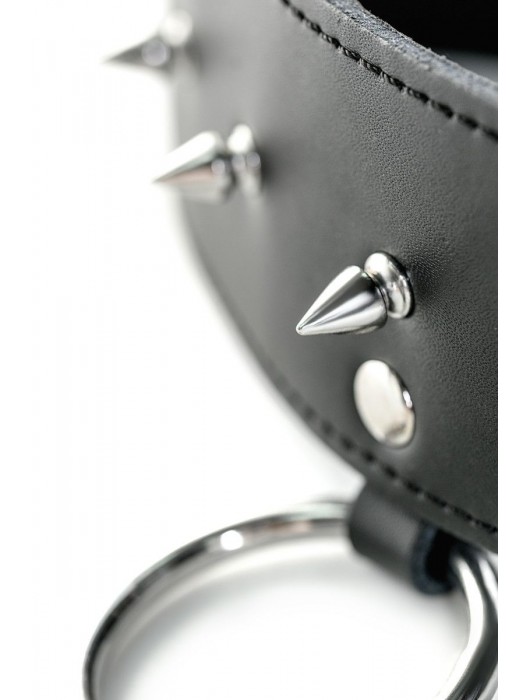 Чёрный кожаный ошейник с шипами - ToyFa - купить с доставкой в Ноябрьске