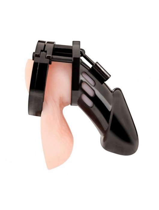 Черная акриловая клетка целомудрия для члена с замком - BlueLine - купить с доставкой в Ноябрьске