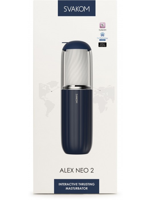 Черно-белый интерактивный мастурбатор Alex Neo 2 - Svakom - в Ноябрьске купить с доставкой