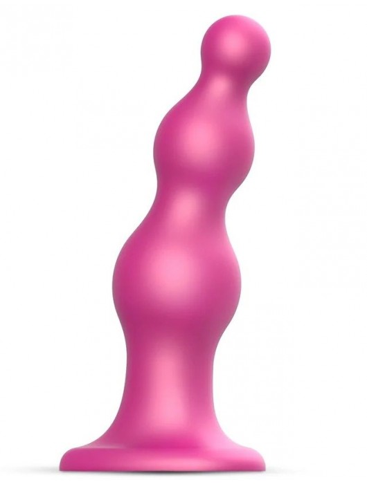 Розовая насадка Strap-On-Me Dildo Plug Beads size S - Strap-on-me - купить с доставкой в Ноябрьске