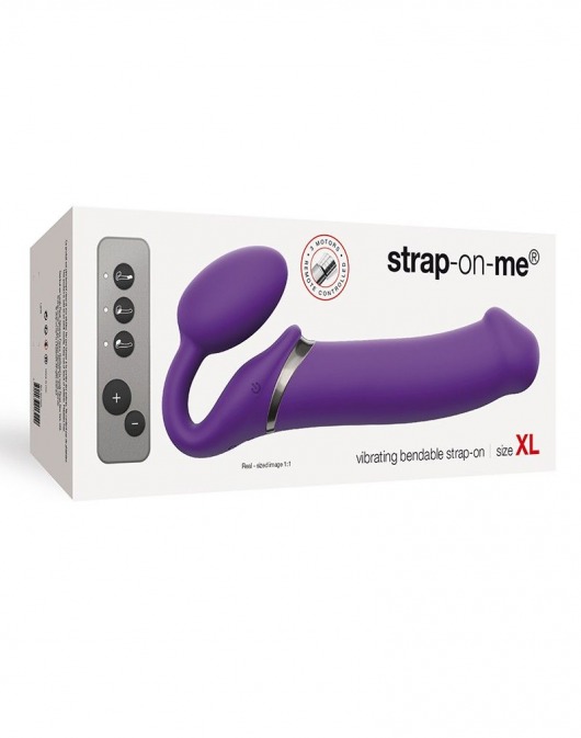 Фиолетовый безремневой вибрострапон Silicone Bendable Strap-On - size XL - Strap-on-me - купить с доставкой в Ноябрьске