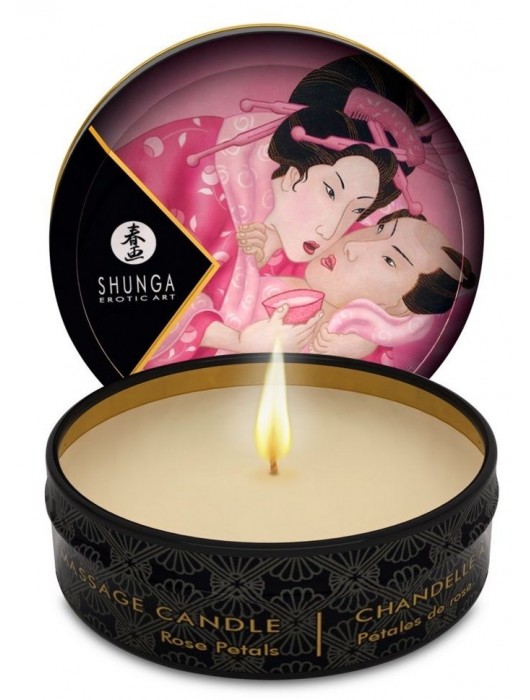 Массажная свеча Rose Petals с ароматом розы - 30 мл. - Shunga - купить с доставкой в Ноябрьске