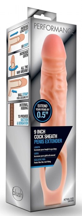 Телесная насадка на пенис 9 Inch Cock Sheath Extender - 22,2 см. - Blush Novelties - в Ноябрьске купить с доставкой