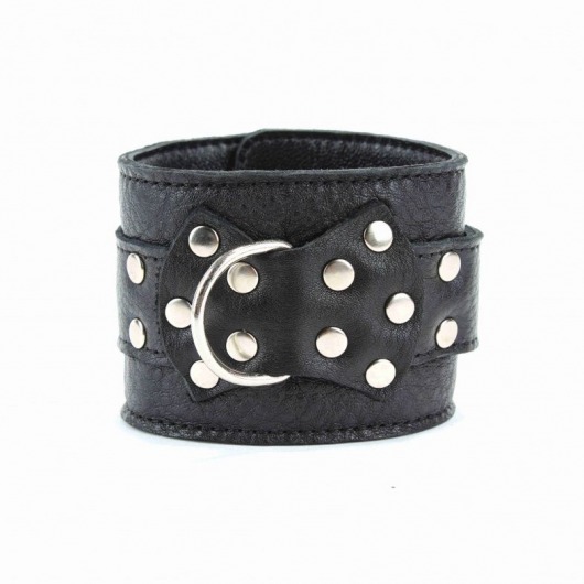 Чёрные кожаные оковы с клепками - БДСМ Арсенал - купить с доставкой в Ноябрьске