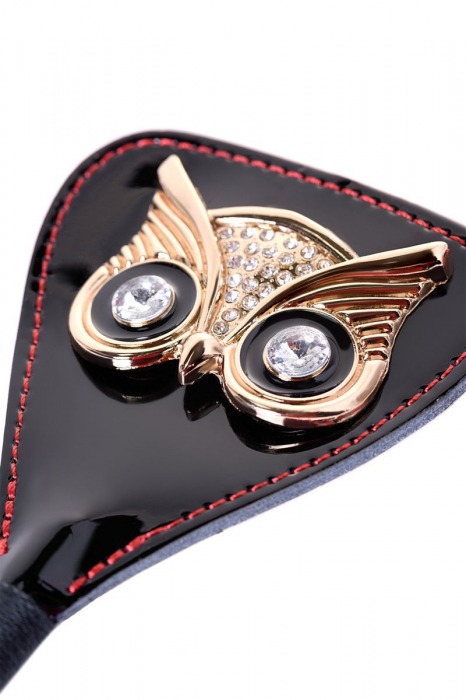 Чёрный стек с совой на кожаном наконечнике - 24 см. - ToyFa - купить с доставкой в Ноябрьске