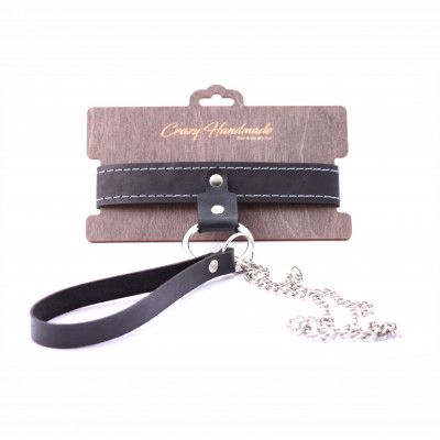 Узкий однослойный ошейник с поводком - Crazy Handmade - купить с доставкой в Ноябрьске