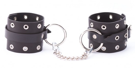 Черные кожаные оковы с люверсами - Crazy Handmade - купить с доставкой в Ноябрьске