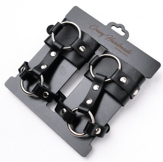 Черные наручники с креплением на кисть руки - Crazy Handmade - купить с доставкой в Ноябрьске