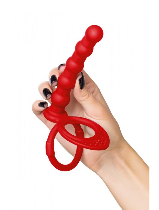 Красная насадка на пенис для двойного проникновения - 19,5 см. - ToyFa - купить с доставкой в Ноябрьске