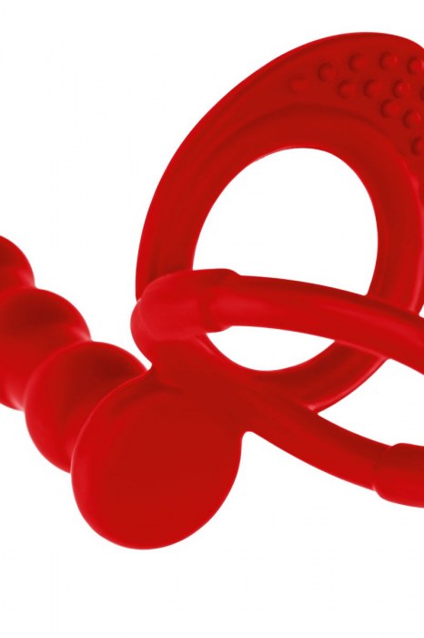 Красная насадка на пенис для двойного проникновения - 19,5 см. - ToyFa - купить с доставкой в Ноябрьске