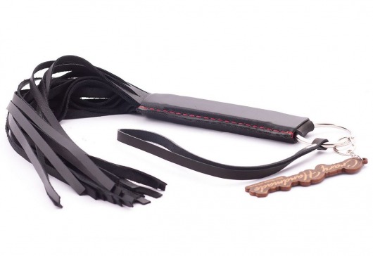 Черная кожаная плеть с удобной ручкой - 50 см. - Crazy Handmade - купить с доставкой в Ноябрьске