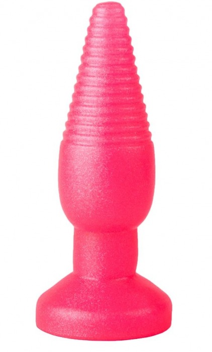 Розовая анальная втулка с рёбрышками - 14 см. - LOVETOY (А-Полимер)