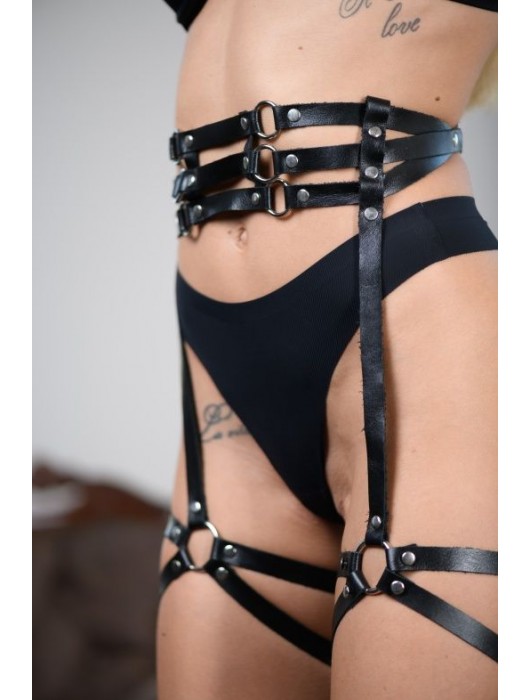 Кожаные гартеры на поясе Esteria - БДСМ Арсенал - купить с доставкой в Ноябрьске