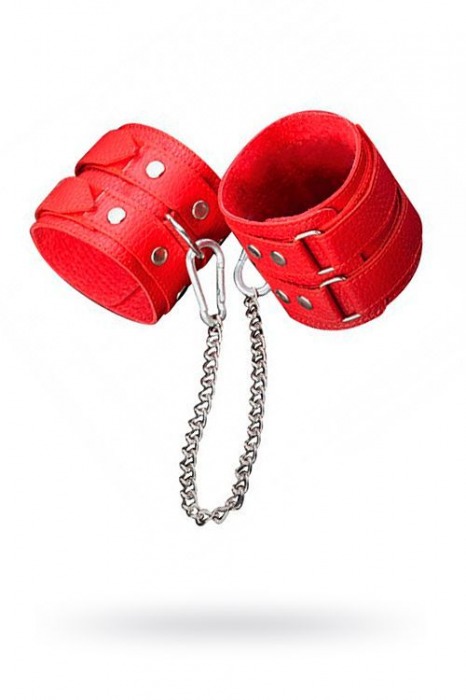 Кожаные красные оковы с цепочкой - Sitabella - купить с доставкой в Ноябрьске