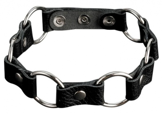 Кожаный черный ошейник с кольцами - Sitabella - купить с доставкой в Ноябрьске