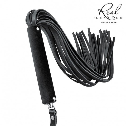 Черная кожаная плеть-флоггер - 84 см. - Notabu - купить с доставкой в Ноябрьске