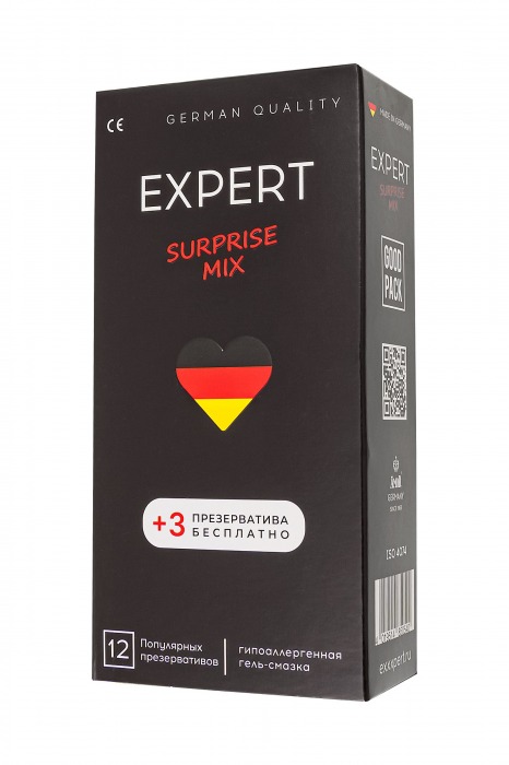 Презервативы EXPERT Surprise Mix - 12 шт.(+3 в подарок) - Expert - купить с доставкой в Ноябрьске