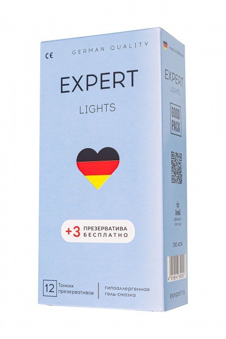 Ультратонкие презервативы EXPERT Lights - 12 шт.(+3 в подарок) - Expert - купить с доставкой в Ноябрьске