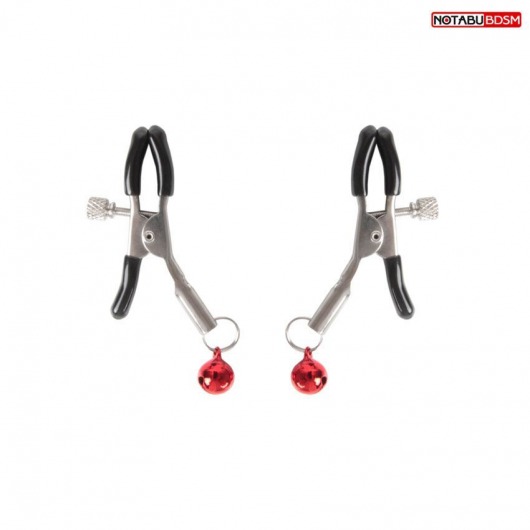 Серебристые зажимы на соски с шариками - Notabu - купить с доставкой в Ноябрьске