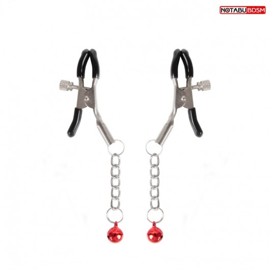 Серебристые зажимы на соски с шариками на цепочках - Notabu - купить с доставкой в Ноябрьске