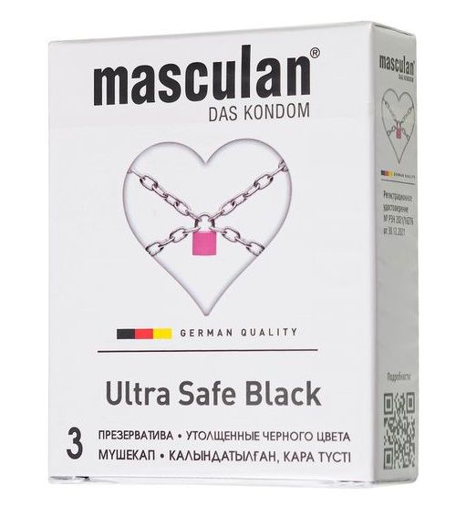 Ультрапрочные презервативы Masculan Ultra Safe Black - 3 шт. - Masculan - купить с доставкой в Ноябрьске