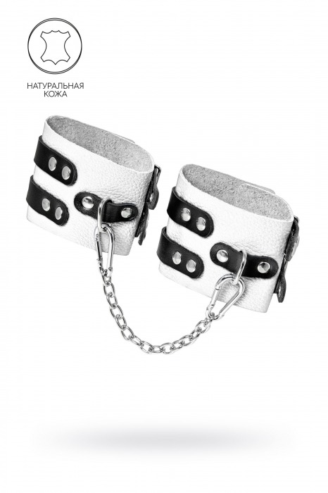 Бело-черные оковы с двумя ремешками и люверсами - Pecado - купить с доставкой в Ноябрьске