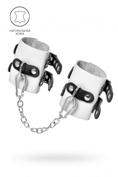 Бело-черные наручники с двумя ремешками и люверсами - Pecado - купить с доставкой в Ноябрьске