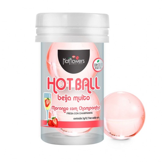 Лубрикант на масляной основе Hot Ball Beija Muito с ароматом клубники и шампанского (2 шарика по 3 гр.) - HotFlowers - купить с доставкой в Ноябрьске